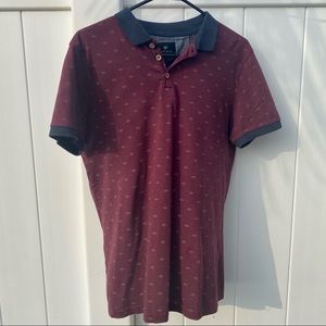 Cotton on polo in burgundy with navy blue collar